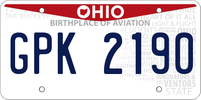 OH license plate GPK2190