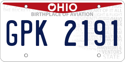 OH license plate GPK2191