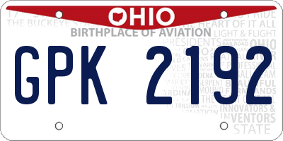 OH license plate GPK2192