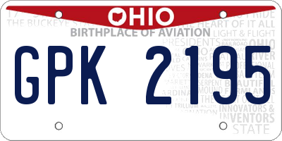 OH license plate GPK2195