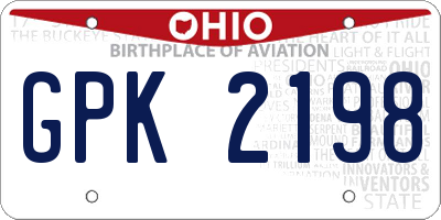 OH license plate GPK2198