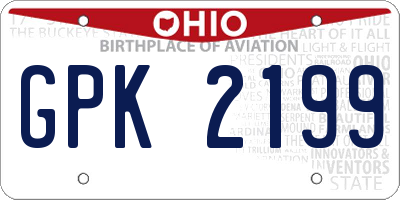 OH license plate GPK2199