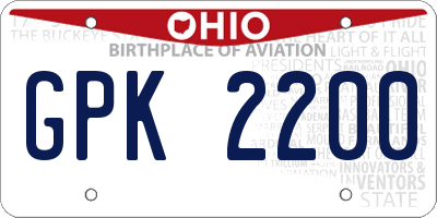 OH license plate GPK2200