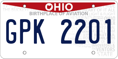 OH license plate GPK2201