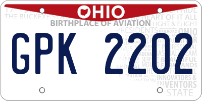 OH license plate GPK2202