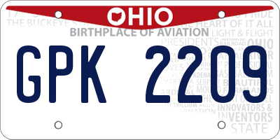 OH license plate GPK2209