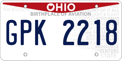 OH license plate GPK2218