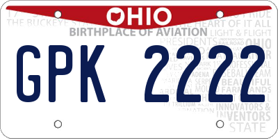 OH license plate GPK2222