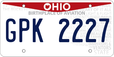 OH license plate GPK2227