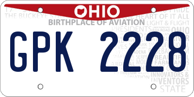 OH license plate GPK2228