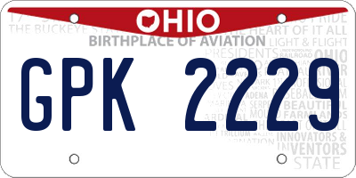 OH license plate GPK2229