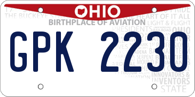 OH license plate GPK2230