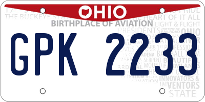 OH license plate GPK2233