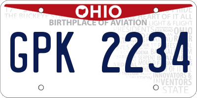 OH license plate GPK2234
