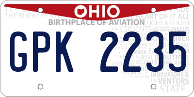 OH license plate GPK2235
