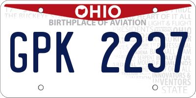 OH license plate GPK2237