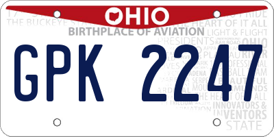 OH license plate GPK2247