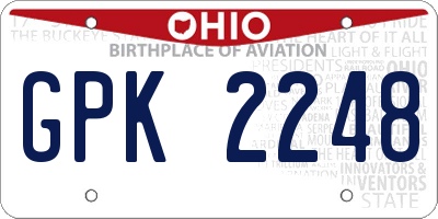 OH license plate GPK2248