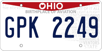 OH license plate GPK2249