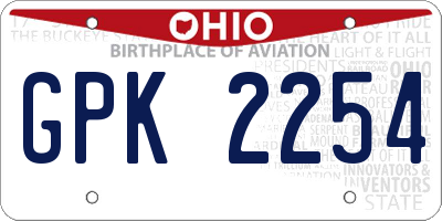OH license plate GPK2254