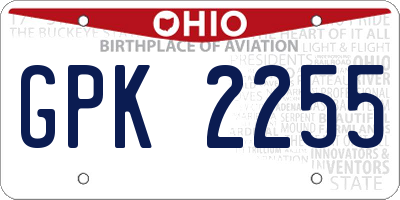 OH license plate GPK2255