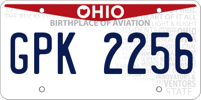 OH license plate GPK2256