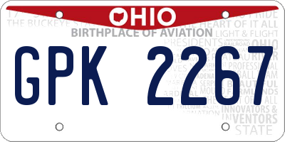 OH license plate GPK2267