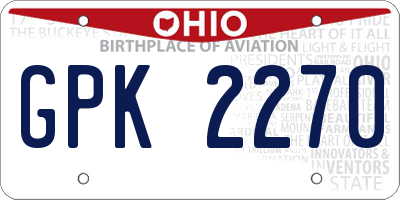 OH license plate GPK2270