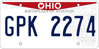 OH license plate GPK2274