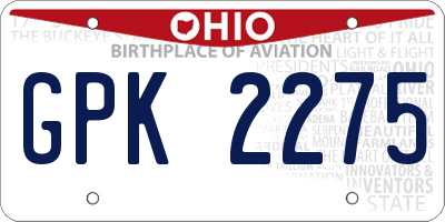 OH license plate GPK2275