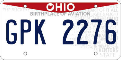 OH license plate GPK2276