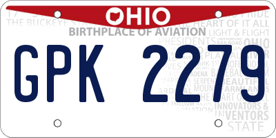 OH license plate GPK2279
