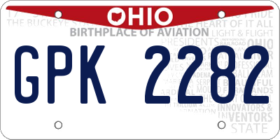 OH license plate GPK2282