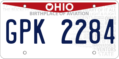 OH license plate GPK2284