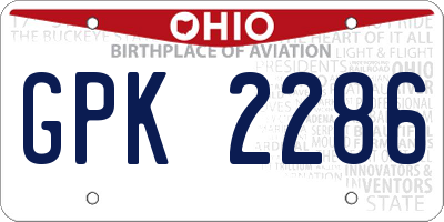 OH license plate GPK2286