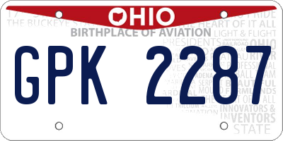 OH license plate GPK2287