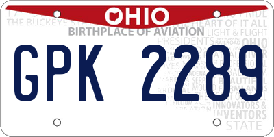 OH license plate GPK2289
