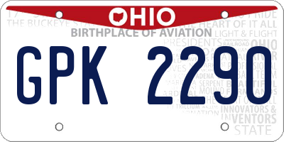OH license plate GPK2290