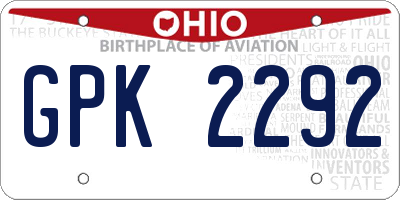 OH license plate GPK2292