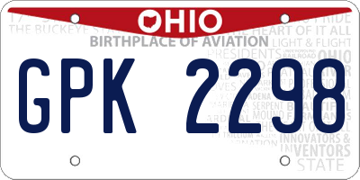OH license plate GPK2298