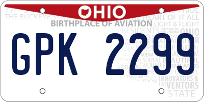 OH license plate GPK2299