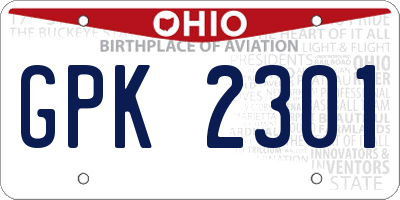 OH license plate GPK2301