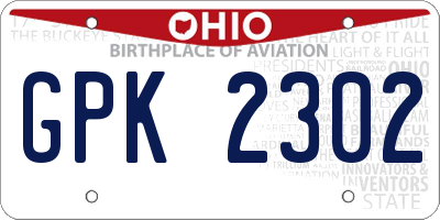 OH license plate GPK2302