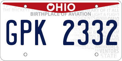 OH license plate GPK2332