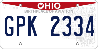 OH license plate GPK2334