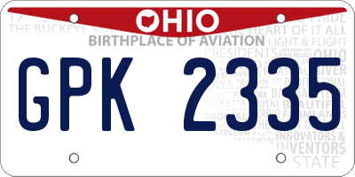 OH license plate GPK2335