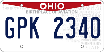 OH license plate GPK2340