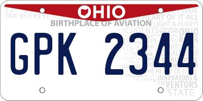 OH license plate GPK2344