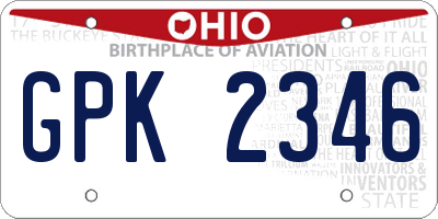 OH license plate GPK2346