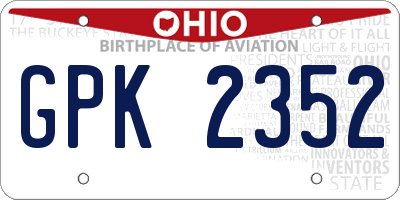 OH license plate GPK2352